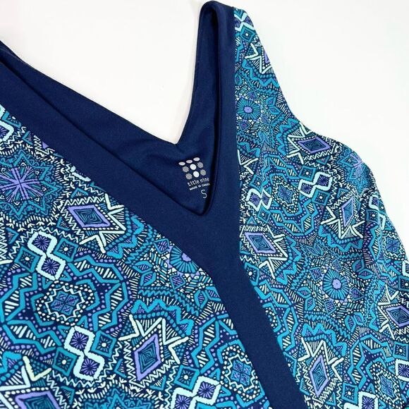 Title Nine Dress Womens Small Geometric Sleeveless Blue Athletic Pocket V Neck - Picture 3 of 10